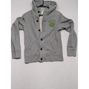 Abercrombie Youth XL Gray Muscle Fit Button Front Football Hoodie Sweatshirt